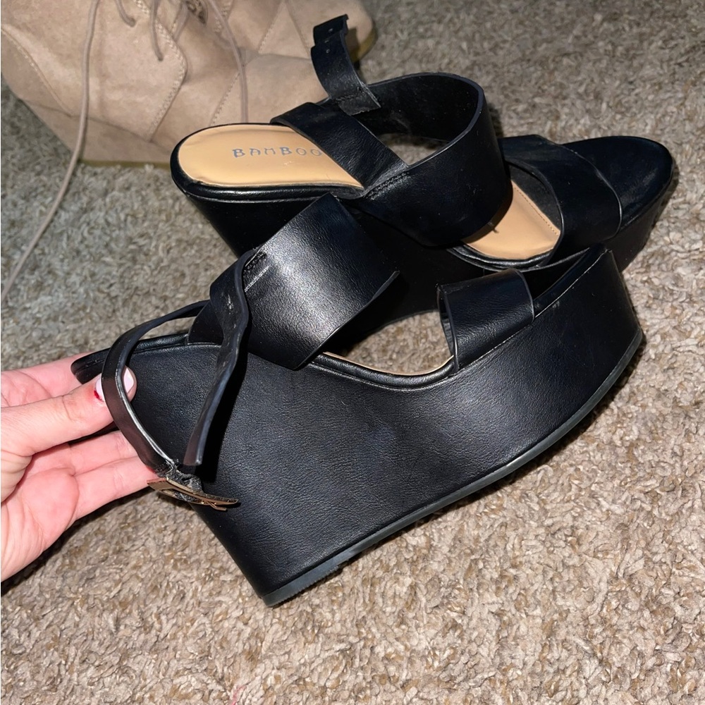 Black Bamboo Wedges
